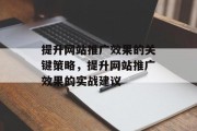 提升网站推广效果的关键策略，提升网站推广效果的实战建议