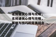 名将通关心得与攻略，名将通关心得与攻略，策略与技巧的完美结合