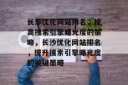 长沙优化网站排名,提高搜索引擎曝光度的策略,长沙优化网站排名,提升搜索引擎曝光度的关键策略 长沙优化网站排名,提高搜索引擎曝光度的策略,长沙优化网站排名,提升搜索引擎曝光度的关键策略