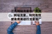 江苏网站流量推广费用,网站流量,如何有效使用费用进行流量推广? 江苏网站流量推广费用,网站流量,如何有效使用费用进行流量推广?