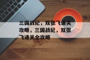 三国战纪，双张飞通关攻略，三国战纪，双张飞通关全攻略