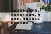 提升流量与增加粉量,策略策略的重要性,策略执行,提升流量与粉量的关键要素