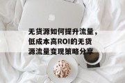 无货源如何提升流量,低成本高ROI的无货源流量变现策略分享 无货源如何提升流量,低成本高ROI的无货源流量变现策略分享