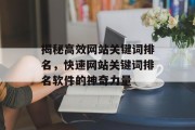 揭秘高效网站关键词排名，快速网站关键词排名软件的神奇力量