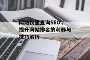 网站权重查询SEO,提升网站排名的利器与技巧解析 网站权重查询SEO,提升网站排名的利器与技巧解析