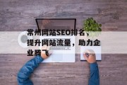 常州网站SEO排名,提升网站流量,助力企业腾飞 常州网站SEO排名,提升网站流量,助力企业腾飞