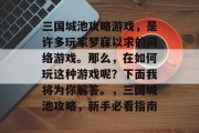 三国城池攻略游戏，是许多玩家梦寐以求的网络游戏。那么，在如何玩这种游戏呢？下面我将为你解答。，三国城池攻略，新手必看指南