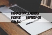 如何玩好PC上电脑版的游戏?,如何提升游戏体验?
