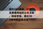 提升SEO策略,打造高质量网站的立优之选,网络营销,提升SEO策略的立优之选 提升SEO策略,打造高质量网站的立优之选,网络营销,提升SEO策略的立优之选