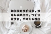 如何提升快驴流量，策略与实践指南，快驴流量优化，策略与实践指南