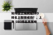 如何在上海网站SEO排名上取得成功?,上海 SEO排名高策略 如何在上海网站SEO排名上取得成功?,上海 SEO排名高策略