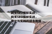 网页SEO模拟实战,网页SEO模拟实战,理论与实践的结合教程 网页SEO模拟实战,网页SEO模拟实战,理论与实践的结合教程