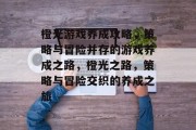 橙光游戏养成攻略,策略与冒险并存的游戏养成之路,橙光之路,策略与冒险交织的养成之旅