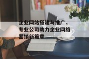 企业网站搭建与推广,专业公司助力企业网络营销新篇章 企业网站搭建与推广,专业公司助力企业网络营销新篇章