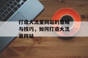 打造大流量网站的策略与技巧,如何打造大流量网站 打造大流量网站的策略与技巧,如何打造大流量网站
