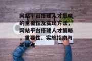 网站平台搭建人才策略的重要性及实现方法,网站平台搭建人才策略,重要性、实施指南与关键点 网站平台搭建人才策略的重要性及实现方法,网站平台搭建人才策略,重要性、实施指南与关键点