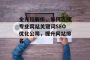 全方位解析,如何选择专业网站关键词SEO优化公司,提升网站排名 全方位解析,如何选择专业网站关键词SEO优化公司,提升网站排名