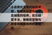 小店提升流量的秘密武器,策略性经营与顾客忠诚度的培养,优化经营手法,策略性营销与顾客忠诚度培养的重要性