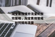 淘宝黑搜提升流量的有效策略，淘宝黑搜策略，如何提升流量