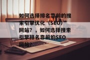 如何选择排名靠前的搜索引擎优化(SEO)网站?,如何选择搜索引擎排名靠前的SEO网站? 如何选择排名靠前的搜索引擎优化(SEO)网站?,如何选择搜索引擎排名靠前的SEO网站?