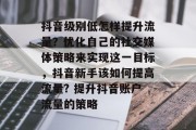 抖音级别低怎样提升流量？优化自己的社交媒体策略来实现这一目标，抖音新手该如何提高流量? 提升抖音账户流量的策略