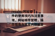 ressing网站插件的使用技巧与注意事项,网站插件管理,操作指南与常见问题解答 ressing网站插件的使用技巧与注意事项,网站插件管理,操作指南与常见问题解答