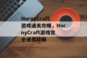 HornyCraft游戏通关攻略，HornyCraft游戏完全通关攻略