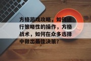 方格游戏攻略,如何进行策略性的操作,方格战术,如何在众多选择中做出最佳决策?