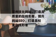 常州优化网站，打造高质量的在线形象，提升网站SEO，打造高权重在线形象