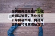 如何提升流量推广,提升网站流量,优化搜索引擎排名策略、构建内容价值和社交媒体互动