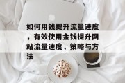 如何用钱提升流量速度,有效使用金钱提升网站流量速度,策略与方法