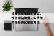 提升流量策略的建议,优化网站流量,实战指南提升转化率的方法 提升流量策略的建议,优化网站流量,实战指南提升转化率的方法
