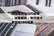 揭秘老网站SEO秘诀，秘籍解析，如何提升老网站SEO效果