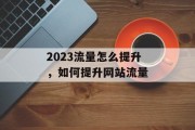 2023流量怎么提升,如何提升网站流量 2023流量怎么提升,如何提升网站流量