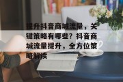提升抖音商城流量,关键策略有哪些?抖音商城流量提升,全方位策略解读 提升抖音商城流量,关键策略有哪些?抖音商城流量提升,全方位策略解读