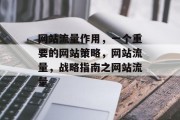 网站流量作用，一个重要的网站策略，网站流量，战略指南之网站流量