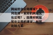 网站优化公司哪家?如何选择一家好的网站优化公司?,选择好网站优化公司的建议,如何比较几家 网站优化公司哪家?如何选择一家好的网站优化公司?,选择好网站优化公司的建议,如何比较几家