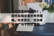 上行流量如何提升？，提升在线流量的有效策略，文章优化、社交媒体推广与个性化营销