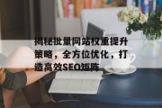 揭秘批量网站权重提升策略,全方位优化,打造高效SEO矩阵 揭秘批量网站权重提升策略,全方位优化,打造高效SEO矩阵