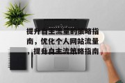 提升自主流量的策略指南，优化个人网站流量，提升自主流策略指南