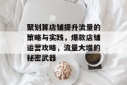 聚划算店铺提升流量的策略与实践,爆款店铺运营攻略,流量大增的秘密武器