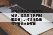 成为小红书热门账号的秘诀,是流量增长的秘密武器!,打造爆款账号,流量增长秘籍 成为小红书热门账号的秘诀,是流量增长的秘密武器!,打造爆款账号,流量增长秘籍