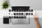 新手作家如何提升流量?,新手作家,提升流量的策略与技巧 新手作家如何提升流量?,新手作家,提升流量的策略与技巧