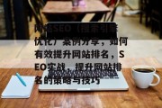 网站SEO(搜索引擎优化)案例分享,如何有效提升网站排名,SEO实战,提升网站排名的策略与技巧 网站SEO(搜索引擎优化)案例分享,如何有效提升网站排名,SEO实战,提升网站排名的策略与技巧