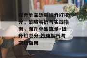 提升单品流量提升灯塔分,策略解析与实践指南,提升单品流量+提升灯塔分-策略解析与实践指南 提升单品流量提升灯塔分,策略解析与实践指南,提升单品流量+提升灯塔分-策略解析与实践指南