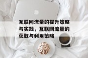 互联网流量的提升策略与实践,互联网流量的获取与利用策略 互联网流量的提升策略与实践,互联网流量的获取与利用策略