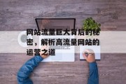 网站流量巨大背后的秘密,解析高流量网站的运营之道 网站流量巨大背后的秘密,解析高流量网站的运营之道