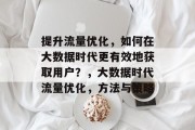 提升流量优化,如何在大数据时代更有效地获取用户?,大数据时代流量优化,方法与策略