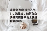 流量宝 如何提升人气?,流量宝,如何在众多社交媒体平台上快速积累粉丝? 流量宝 如何提升人气?,流量宝,如何在众多社交媒体平台上快速积累粉丝?