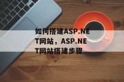 如何搭建ASP.NET网站，ASP.NET网站搭建步骤